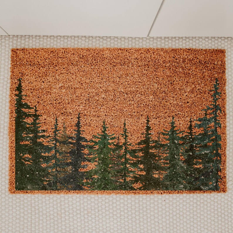 Pine Tree Forest Doormat, Christmas Tree Welcome Mat, Evergreen Woodland Xmas Decor, Nature Inspired Holiday Gift, Winter Front Porch Rug image 12