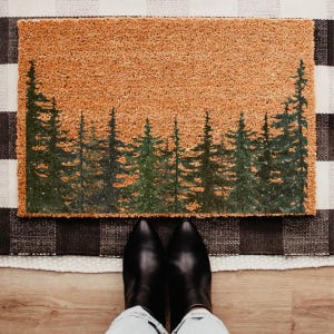 Pine Tree Forest Doormat, Christmas Tree Welcome Mat, Evergreen Woodland Xmas Decor, Nature Inspired Holiday Gift, Winter Front Porch Rug image 11