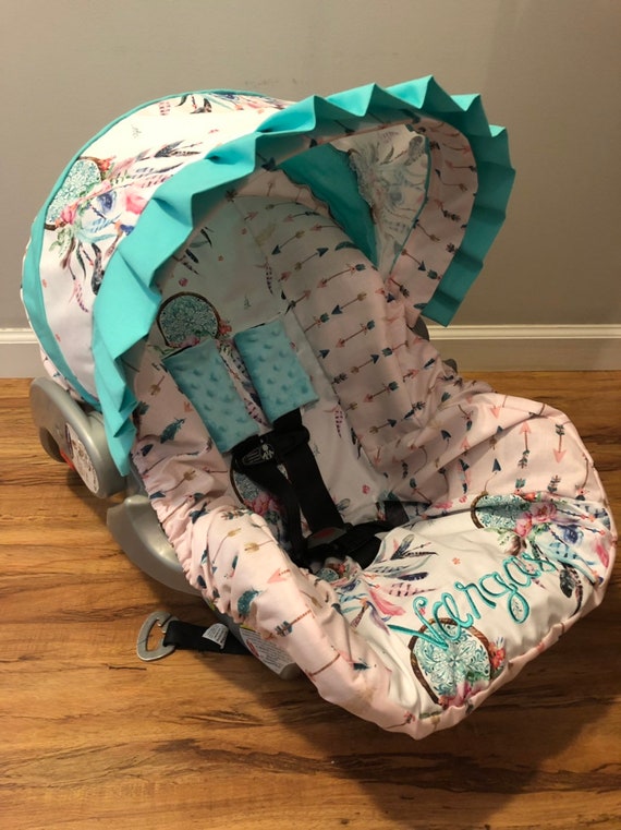 Dream Catcher Fabric With Arrows And Teal Blue Ruffle Baby Fabric With Arrows And Teal Blue Ruffle