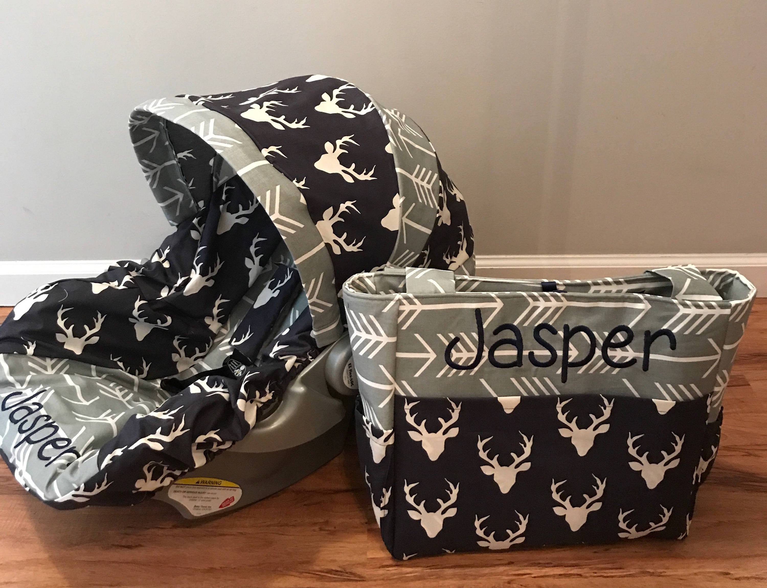 Diaper Bag & Car Seat baby carrier Cover made with Gray Arrows Etsy