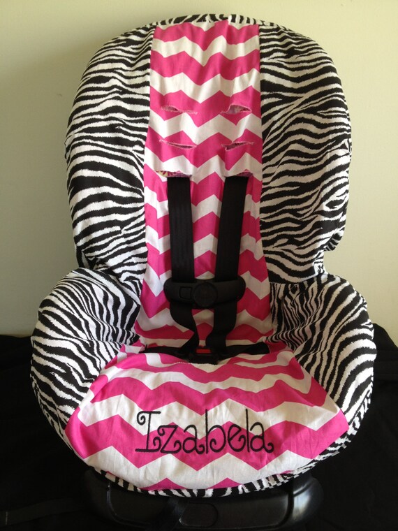 Items similar to ZEBRA & PINK CHEVRON toddler Car Seat Cover with free