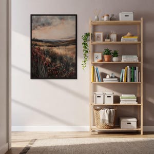 Meadow Poster, Landscape Wall Art, Rustic Home Gift, Wildflower Field Art, Autumn Decor, Nature Painting, Countryside Decor, Farmhouse Gift