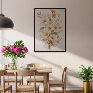 Blumen Poster, Gelassene Kunstwerk, Blumen Wandkunst, Botanische Kunst, Minimalistische Kunst, Blumen Illustration, Skandinavische Dekoration, Neues Zuhause Geschenk