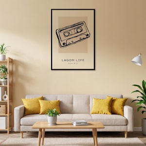 Lagom Life Art, Musik Wanddruck, Kassette Wandkunst, Musik Wand Dekor, Tape Poster, Musik Liebhaber Geschenk, 80er Jahre Musik Druck, Retro Home Decor