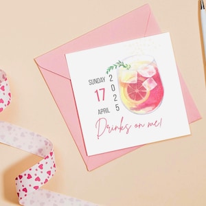 Uitnodiging voor feest Drinks on Me – bewerkbare afdrukbare cocktailuitnodiging – aquarel – pdf zondagsbrunch of happy hour – uitnodiging voor feest