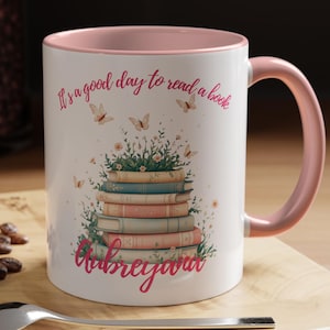 Custom Floral Book Mug, Book Lover Gift, Personalized Book Lover Mug, Librarian Present, Bookish Mug, Gift for Book Lovers, Bookworm Mug