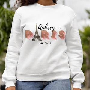 Custom France Hoodie with Name | Personalized Paris Sweatshirt | Unisex Crewneck for Travelers | Eiffel Tower Paris Souvenir |