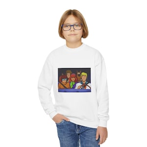 Sudadera vintage de aventuras con dibujos animados, sudadera juvenil de cuello redondo para niños, regalo de estilo retro, atuendo acogedor y bonito.
