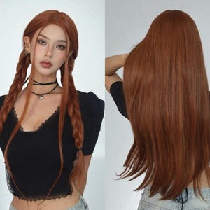 Red Brown Wig, Red Brown Ginger Long Straight, Natural Hair Wig | Wigs for Women