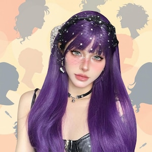 Purple Wig, Deep Purple Cosplay Halloween Wig, Halloween Wig, Synthetic Wig | Gift For Her