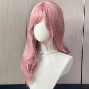 Perruque synthétique de cosplay, perruque droite rose, perruques d'halloween femme - cadeau pour elle