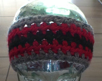 Crochet Headband - Gray, Red and Black - Great For NFL Atlanta Falcons Fans