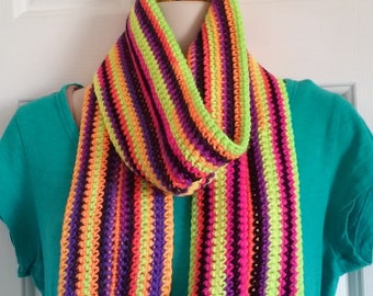 Crochet Scarf - Neon and Black