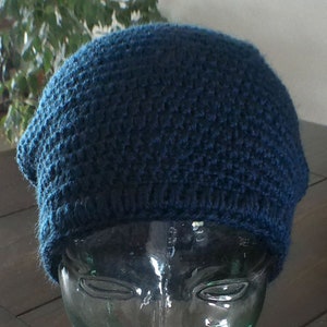 Crochet Slouchy Beanie - Navy Blue
