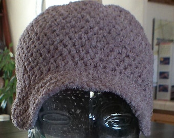Crochet Brimmed Beanie - Taupe