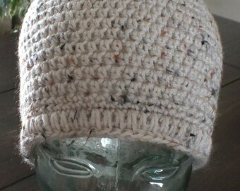 Crochet Beanie - Speckled Oatmeal