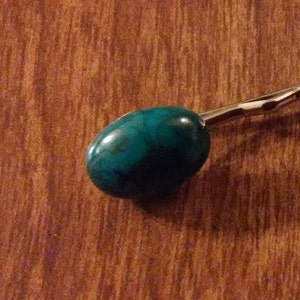 Bobby Pin with Turquoise Blue Cabochon image 5