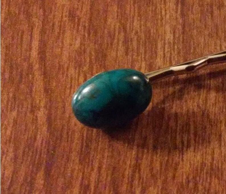 Bobby Pin with Turquoise Blue Cabochon image 5