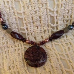 Brown, Blue and Mauve Necklace