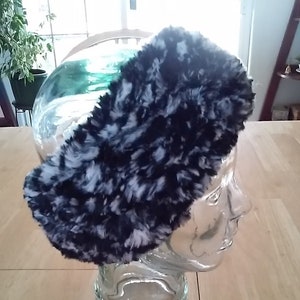 Fluffy Panda Print Crochet Head Band - Black and White