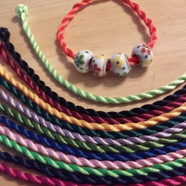 DESTASH - 3mm Silk  Bracelets For Large Hole Beads - Many Colors