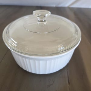 Vintage Corning Ware, 2.5 QT, French White Round Covered Casserole Dish #F-1-B With or Without Lid #G1C