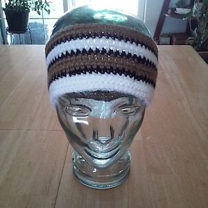 Gold, Black and White Crochet Head Band - Great For NFL New Orleans Saints Fans