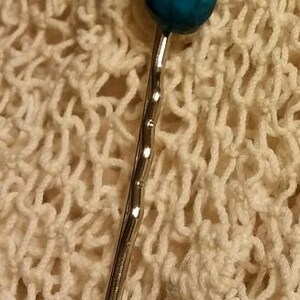 Bobby Pin with Turquoise Blue Cabochon image 3