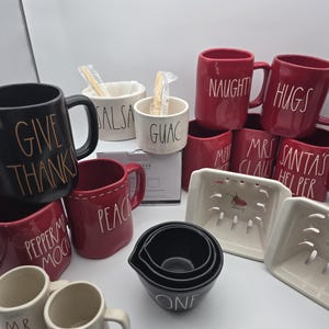 Vintage Rae Dunn Artisan Collection by Magenta - Mugs, Measuring Cups, Guac & Salsa Server, Colander