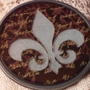 Light Blue Fleur De Lis Belt Buckle