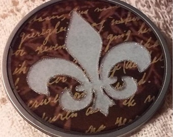 Light Blue Fleur De Lis Belt Buckle