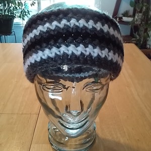 Black, Gray and White Crochet Head Band - Great For NFL Las Vegas Raiders Fans