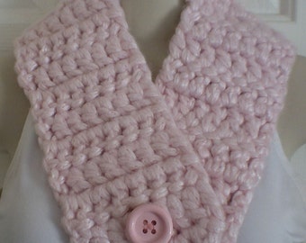 Crochet Scarf - Baby Pink with Button