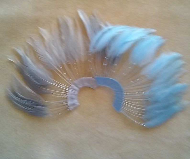 Sky Blue or Silver Hackle Pinwheel with Beads