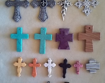 DESTASH - Cross Charm Pendants (Stone, Metal and Plastic)