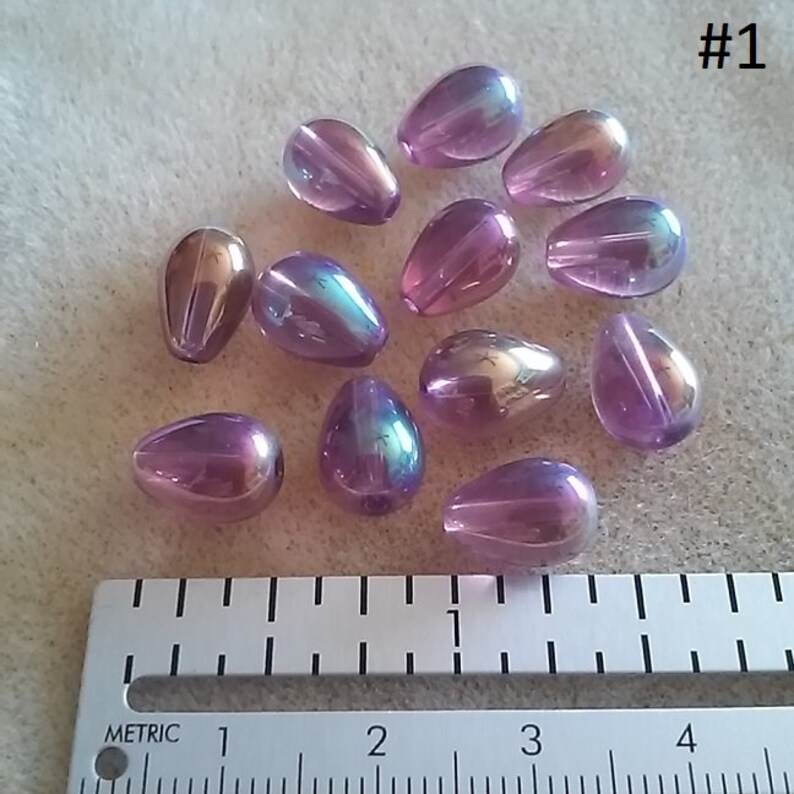Choose Purple Firepolish AB Finish Glass Beads Round Drops #1159 Metallic Faceted Matte DESTASH
