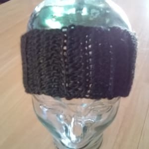 Crochet Head Band - Olive Green and Black - 3.5&quot; x 17&quot;