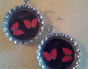 Butterfly Bottle Cap Earrings