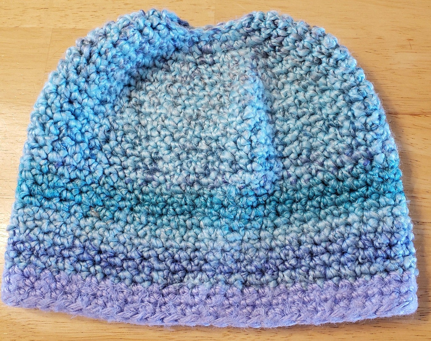 Handmade Mint & Black Crochet Beanie with Purple Trim Crochet Ruffle Hat Black Light Collection (purple Rain) - Etsy main image 4