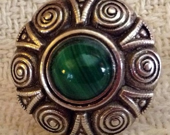 Green Malachite Adjustable Ring