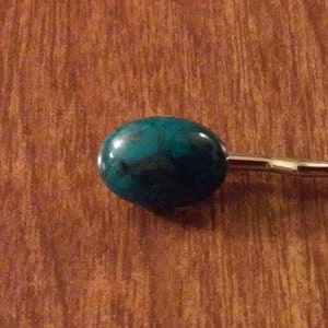 Bobby Pin with Turquoise Blue Cabochon image 4