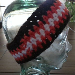 Crochet Headband Brown, Orange and White Great For NFL Cleveland Browns Fans image 2