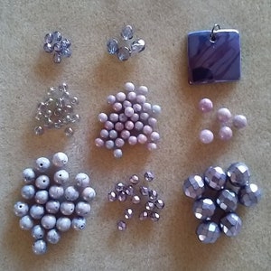 DESTASH - Purple Mauve Glass Beads - Round, Hexagon - Faceted, Marbled, Rainbow, Metallic (#1165)