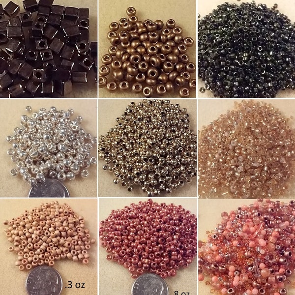 DESTASH - Choose Copper, Antique Copper, Gold and Bronze Seed Beads
