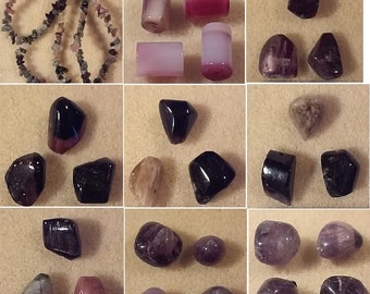DESTASH - Tourmaline and Other Purple Stones - Nuggets and Chips (#1174)
