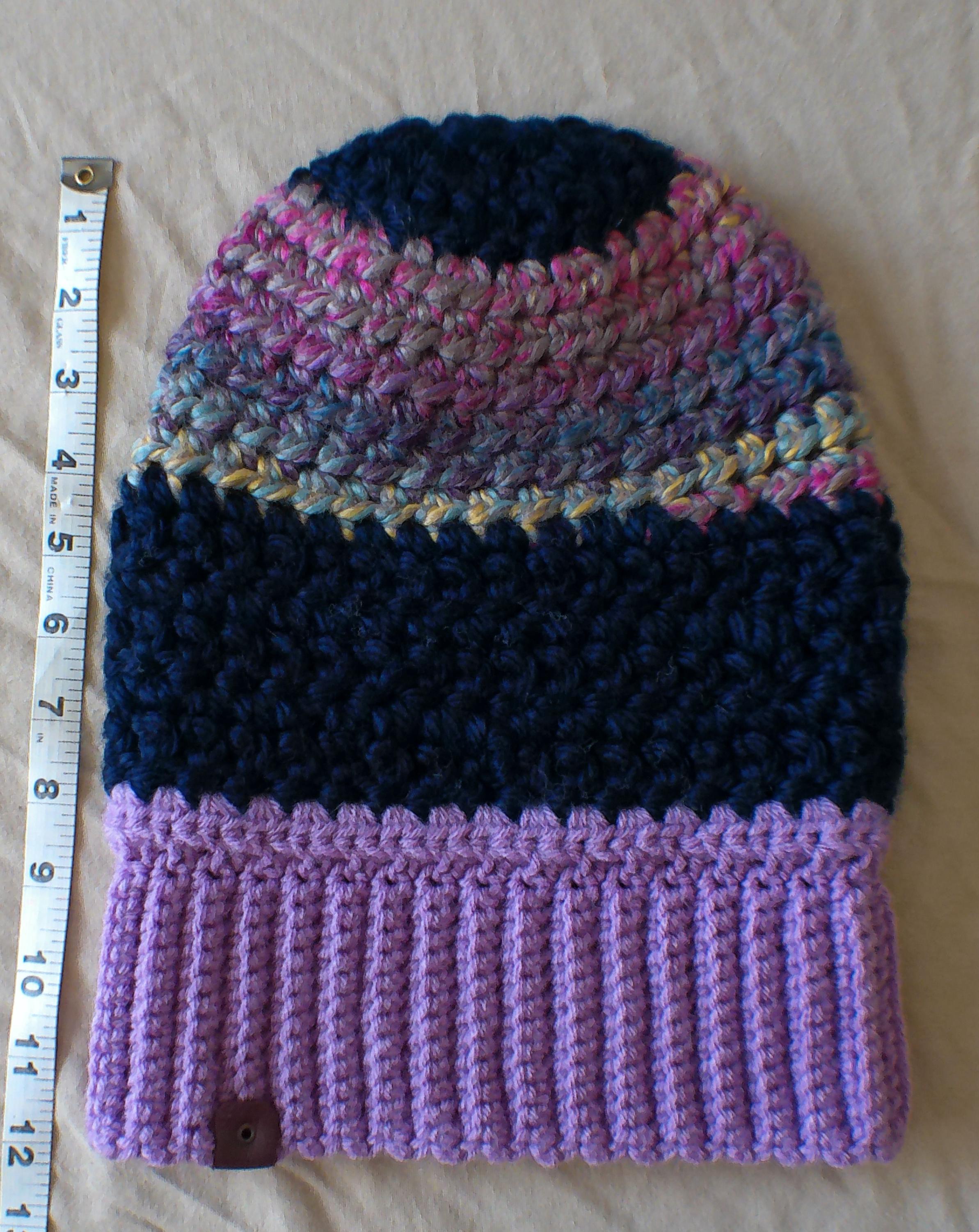 Hand crocheted purple green gold brown beanie hat This was a customer request, and I love getting requests  main image 2