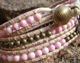 Pink and Brown Cowgirl Wrap Bracelet