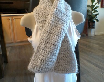 Crochet Scarf - Gray with Flecks