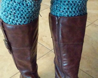 Crochet Speckled Blue Boot Cuffs