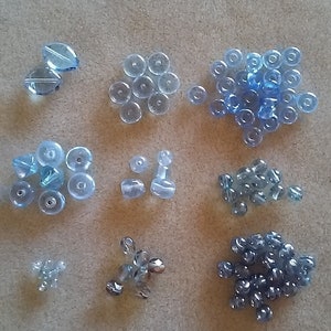 DESTASH - Beads - Light Blue - Rondelle, Donut, Round, Faceted (#1146)
